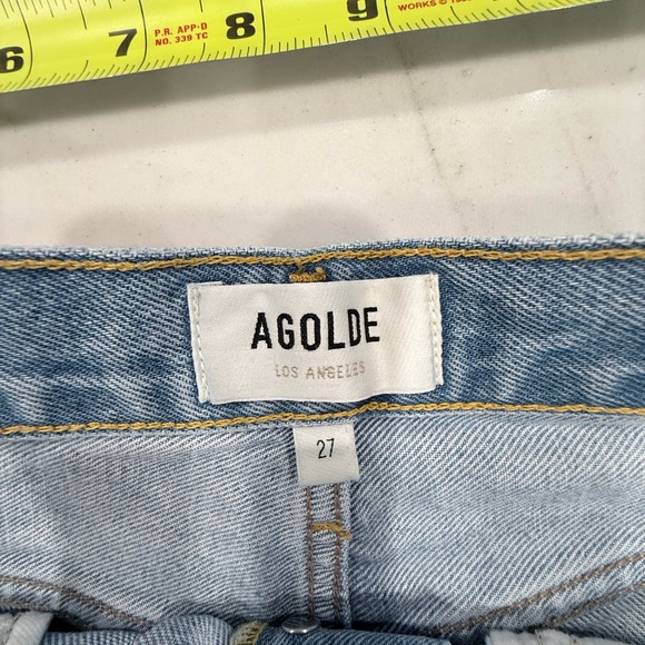 Agolde Light Wash Distressed Cutoff Denim Shorts - Picture 2 of 8